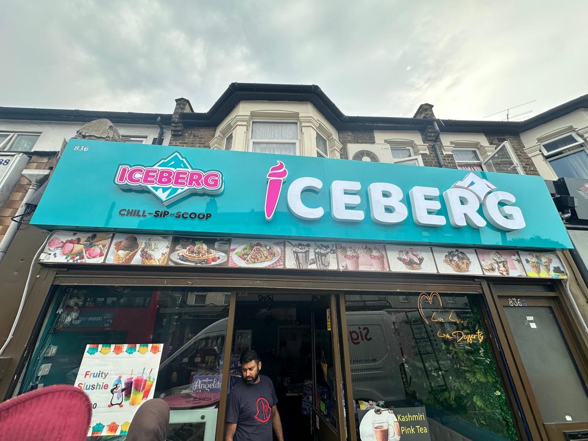 Iceberg shopfront sign made and fitted by Sign & Print