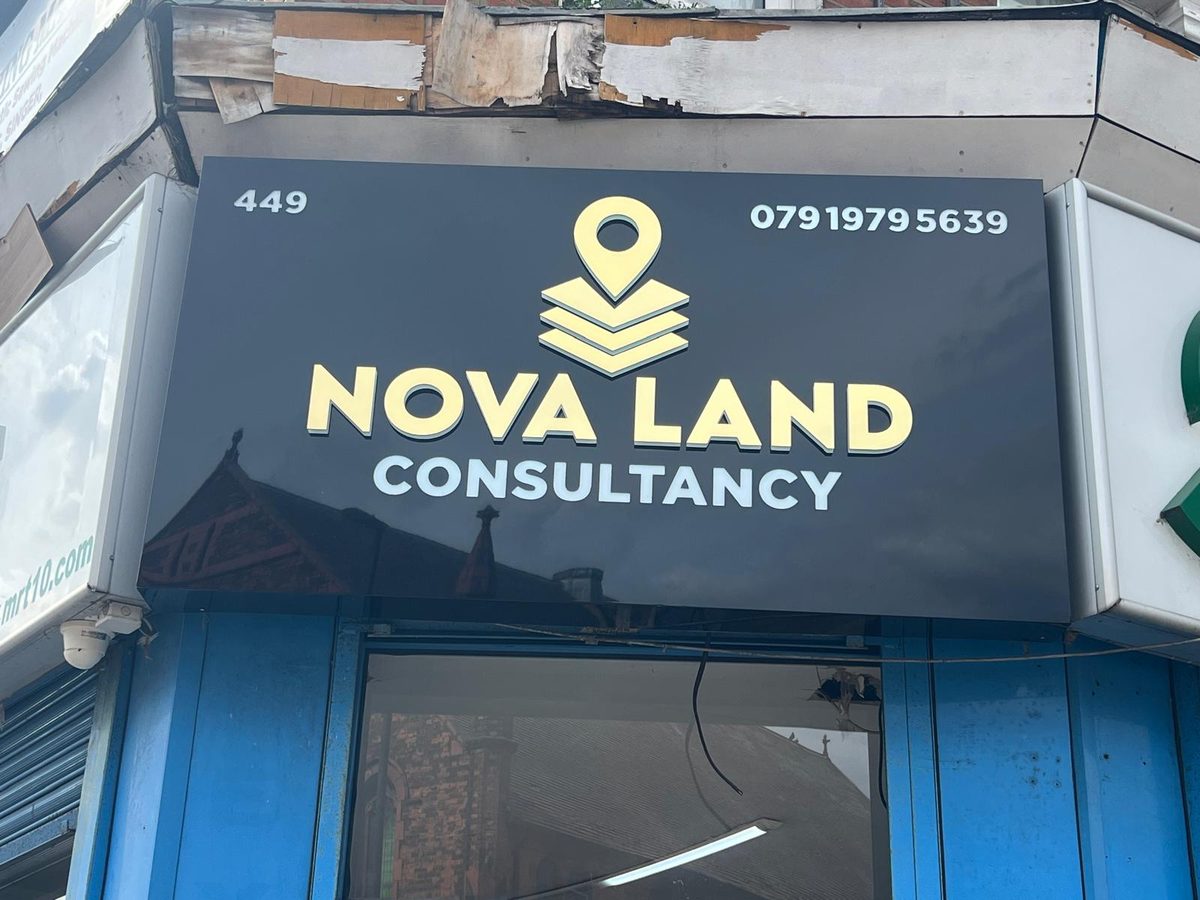 Nova Land Consultancy shopfront sign made and fitted by Sign & Print