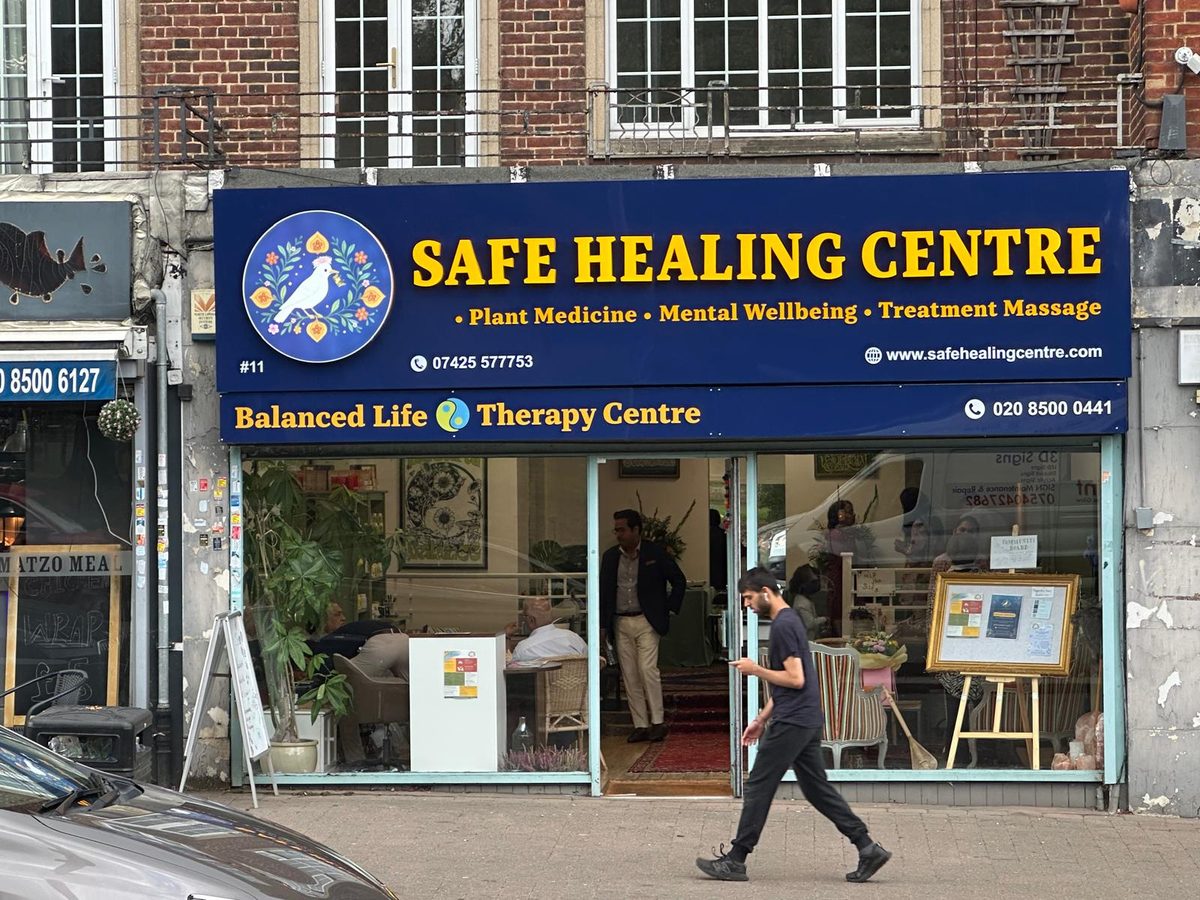 Safe Healing Centre shopfront sign made and fitted by Sign & Print
